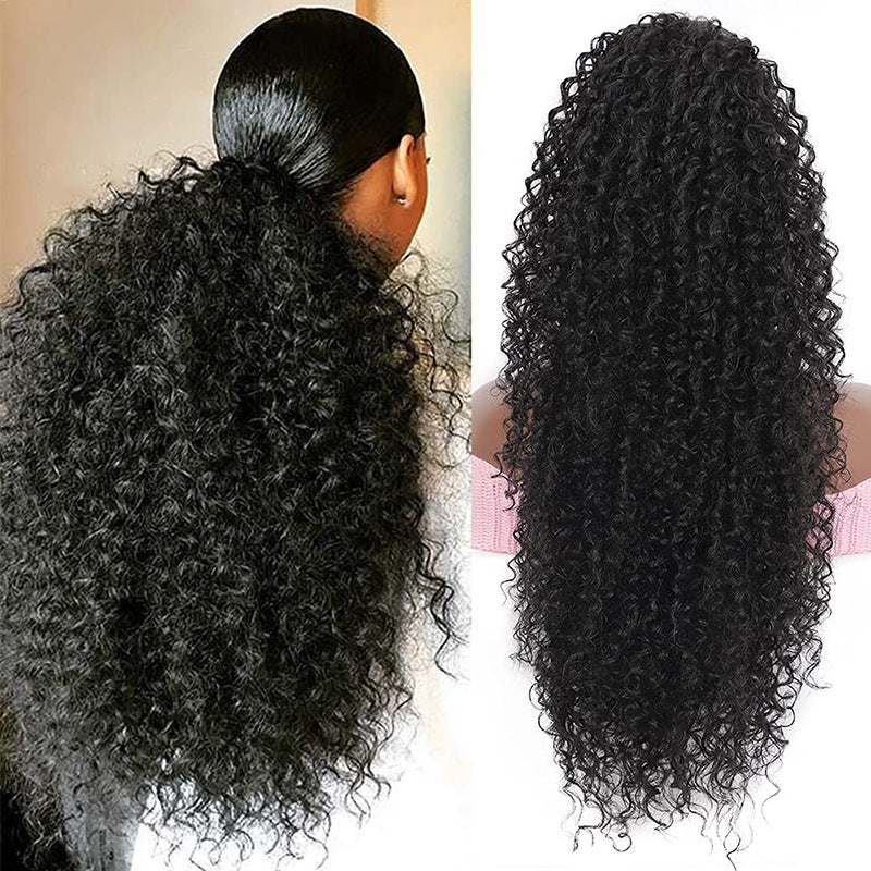 African Braid Drawstring Small Curly Fluffy Gradient Elastic Natural Wig Ponytail