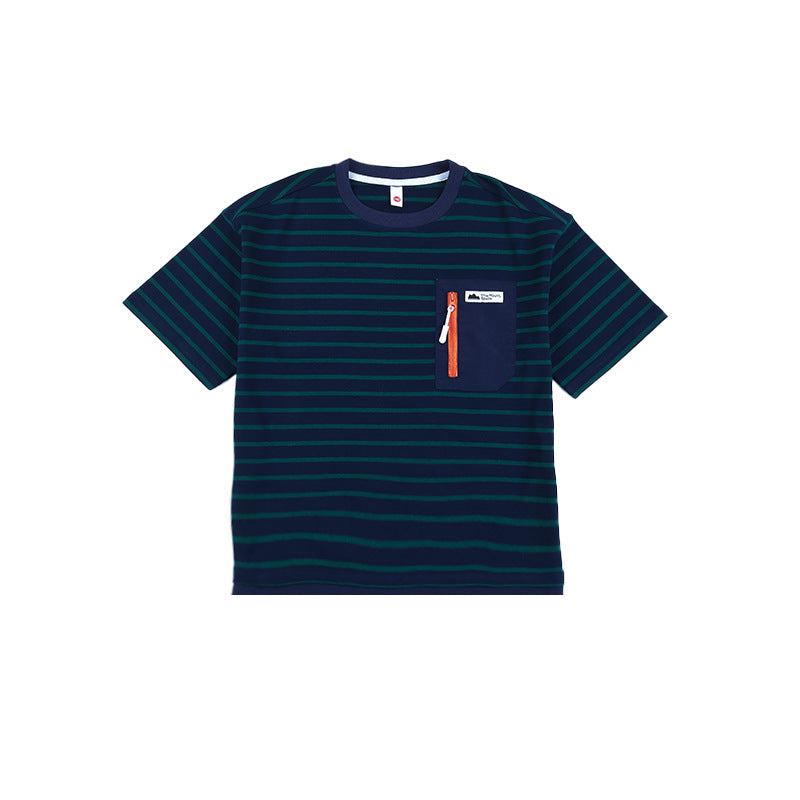 Children's Striped Short-sleeved Mountain Outdoor Clothing Contrast Color Children's T-shirt