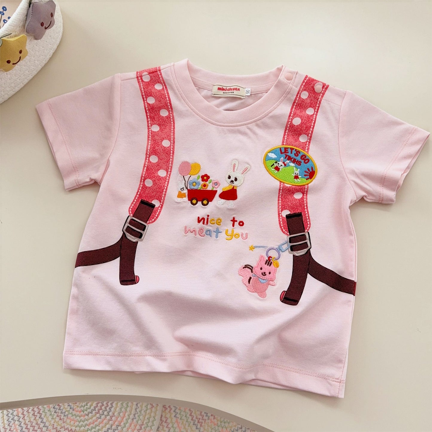 Inner Wear Boys Bear Backpack Short Sleeve Shirt Children's T-shirt