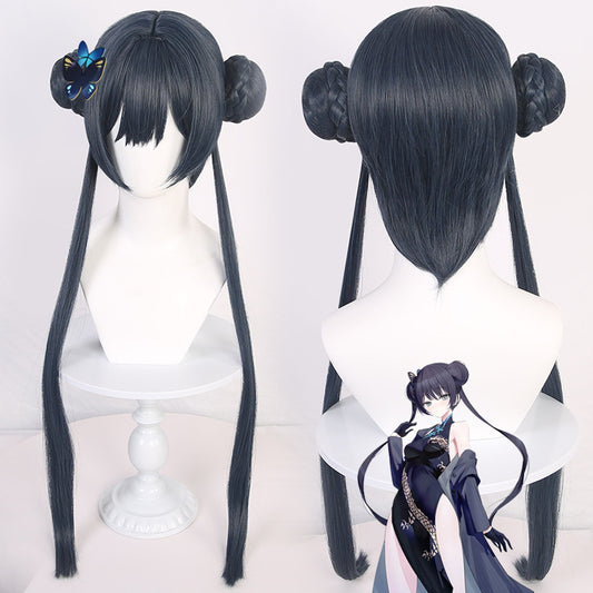 Blue File Concubine Artificial Human Scalp Split Hair Bag Double Cos Wig