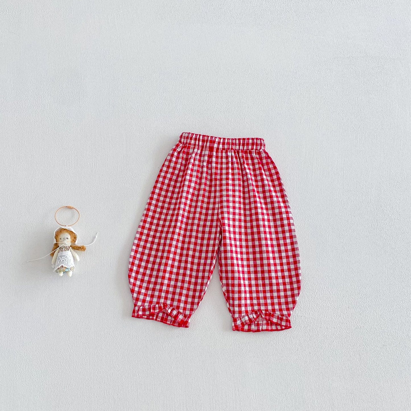 Plaid Casual Spring Korean Style Retro Children's Pants
