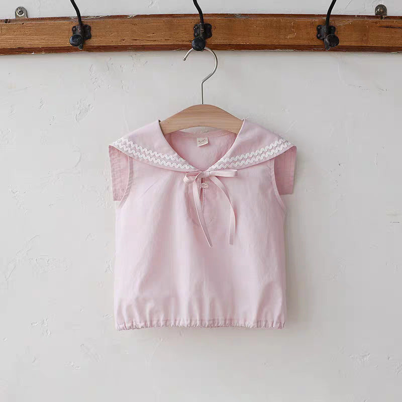 Strawberry Shan Sweet Art Style Lapel Cute Bow Children's T-shirt