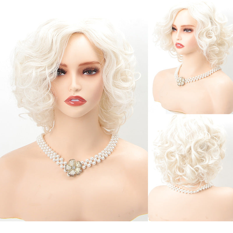 Women's Stage Performance Headgear Granny Grey Special Wig Short Curly Hair