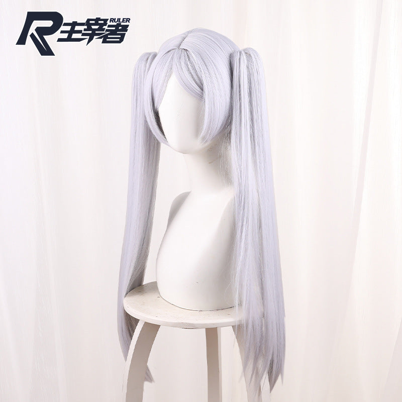 Sier White Tiger Clip Double Ponytail Anime Buried Cos Wig