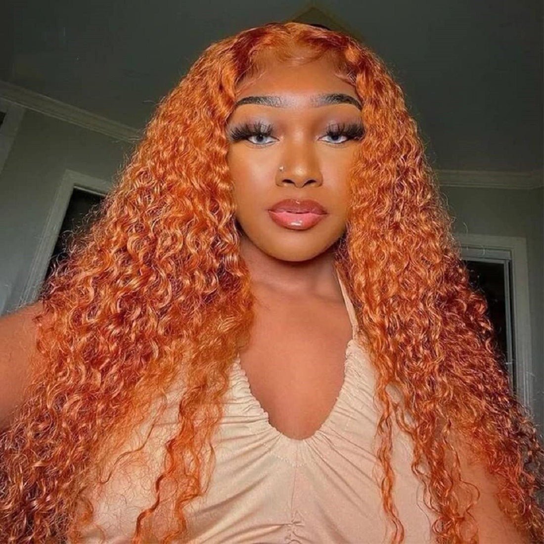 Women's Front Lace Chemical Fiber Head Wig Long Curls