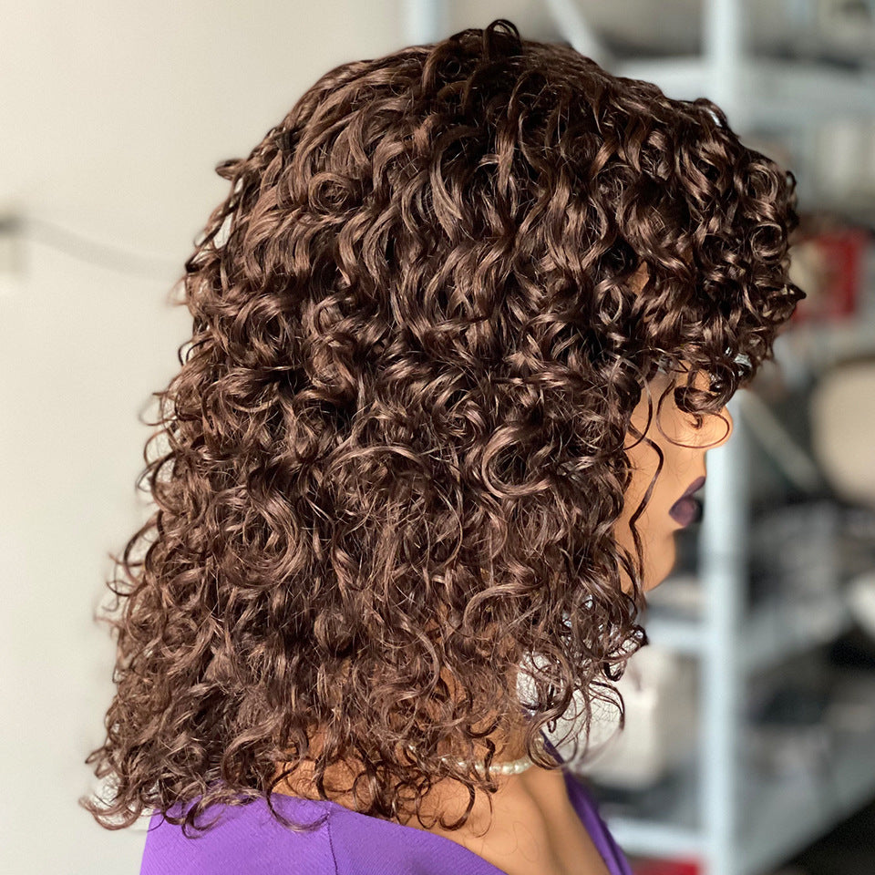 Human Wigs Mechanism Curved Short Curly Real Hair Wig