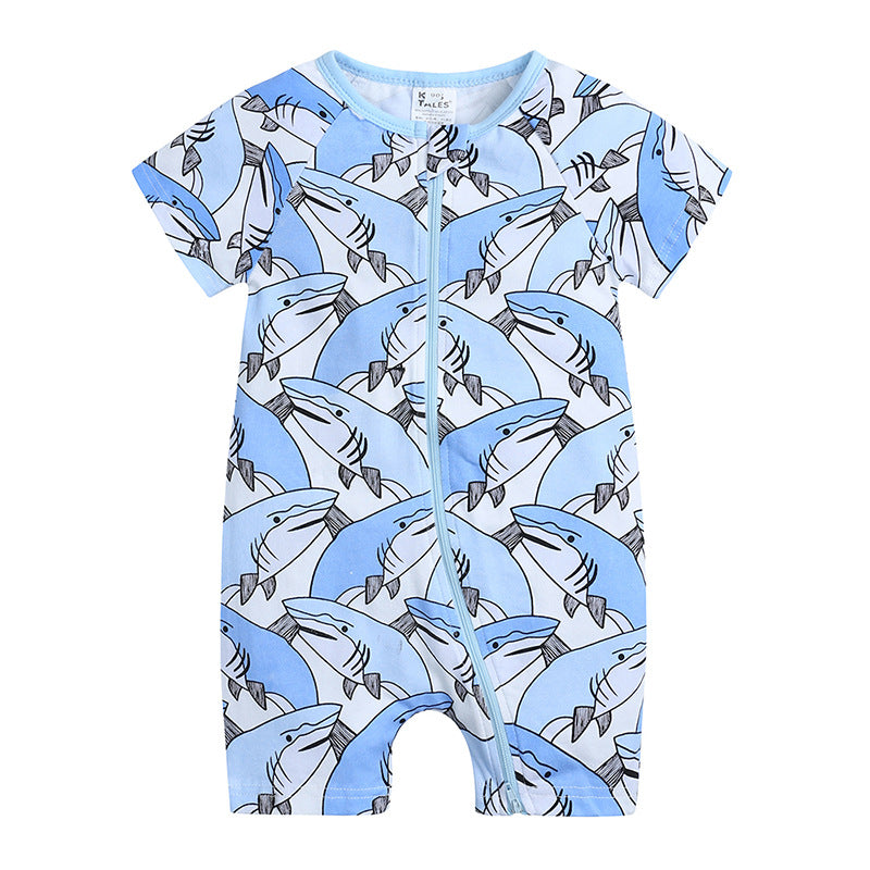 Short-sleeved Double Zipper One-piece Cotton Unisex Jumpsuit, Climbing Suit