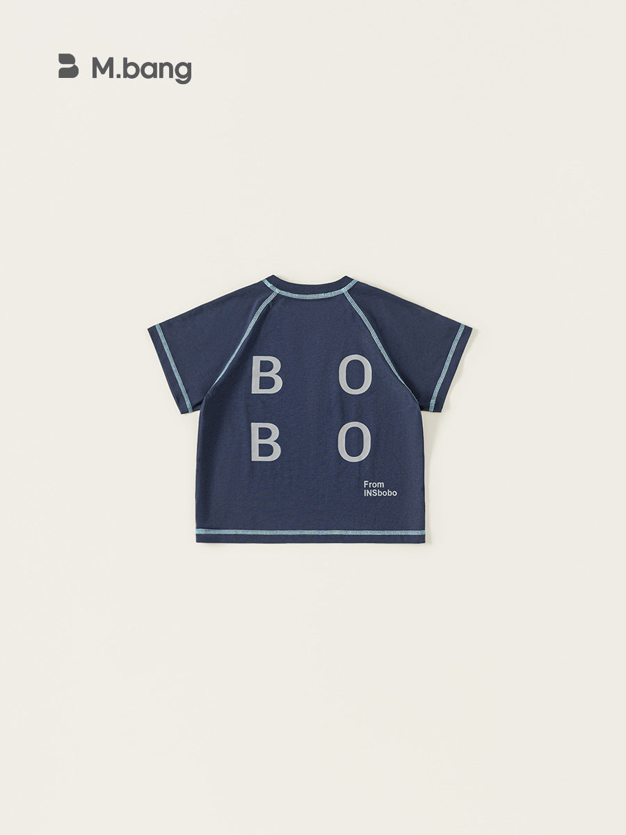Children's Clothing Middle Big Summer Simple Solid Color Short-sleeved Boys Letter Children's T-shirt