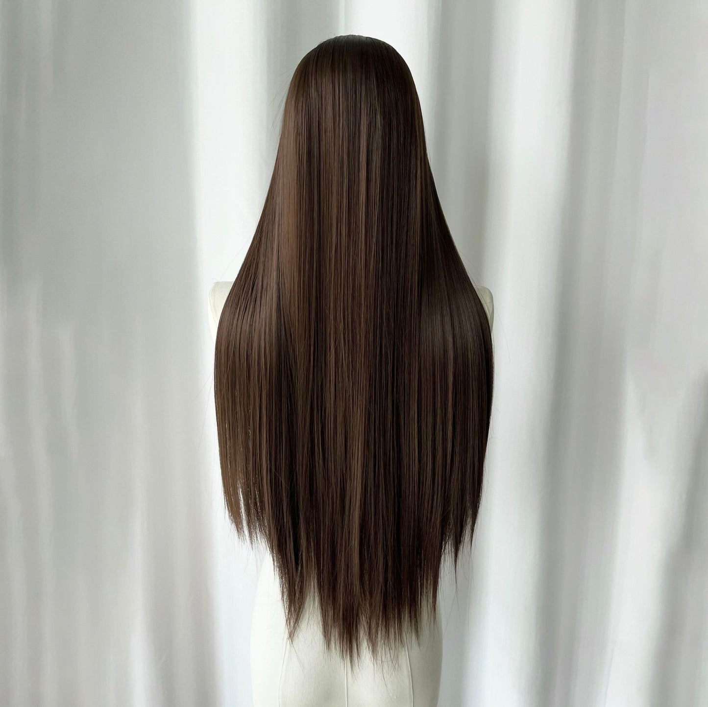 Crochet Rough Forehead Lace Hair Head Cover Bright Fragrance Long Straight Wig