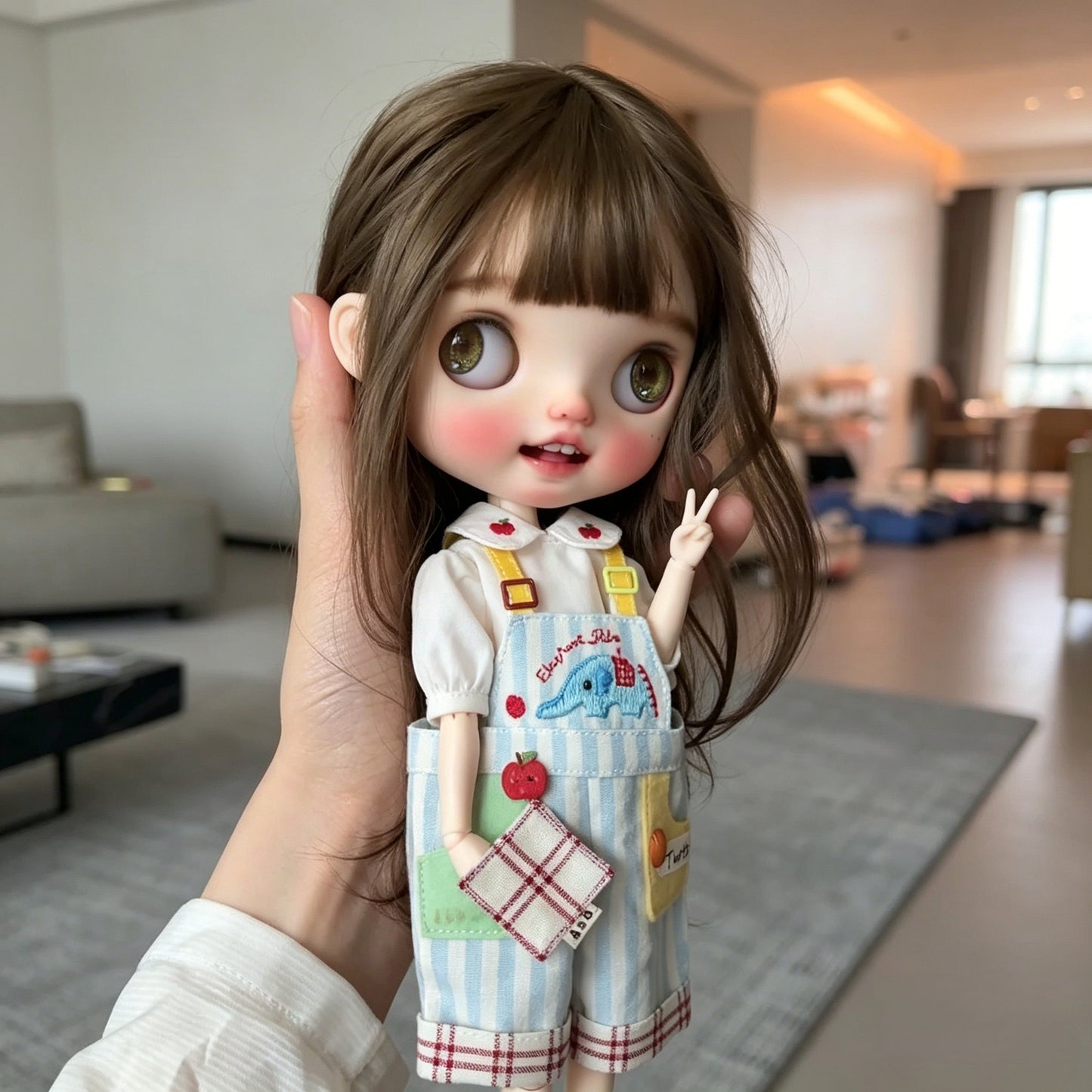 Head Straight Bangs Milk Tea Brown Cos Wig