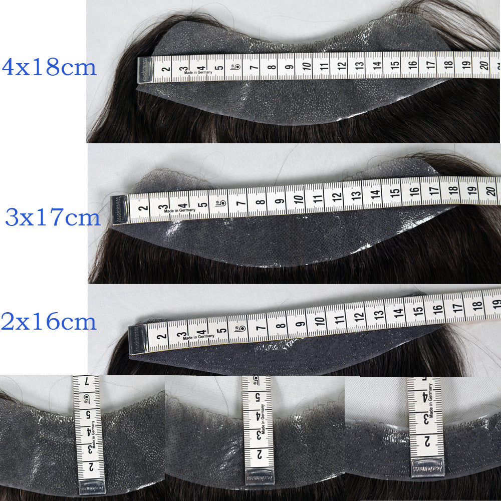 Men's Seamless Transparent Human Forehead Hairline Supplementing Real Hair Wig