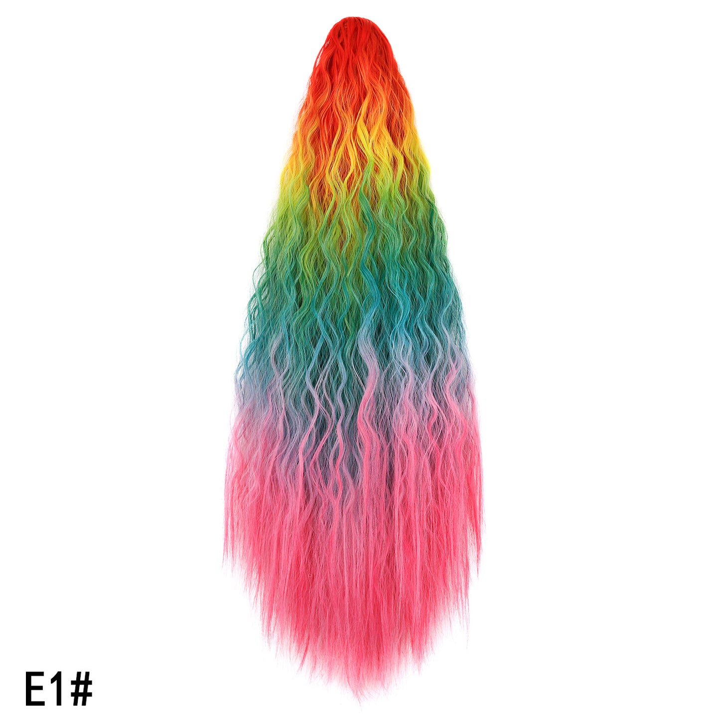 Women's Color Long Curly Hair Grip Dyed Corn Curler Water Ripple Wig Ponytail