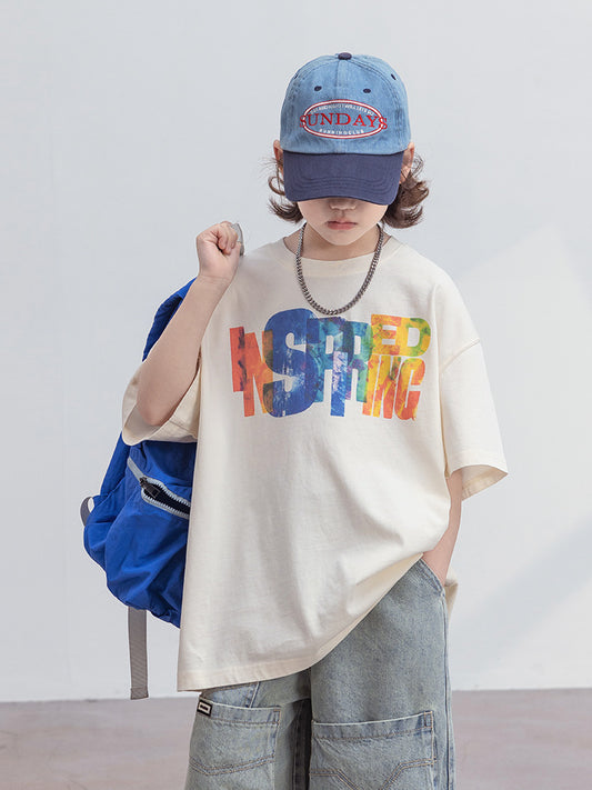 Children's Cotton Coat Boys Middle Big Half Children's T-shirt