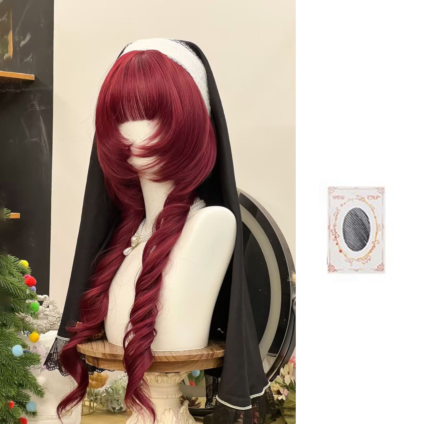 Women's Layered Modified Face Special Wine Red Subculture Jellyfish Head Personality Wig Long Curls