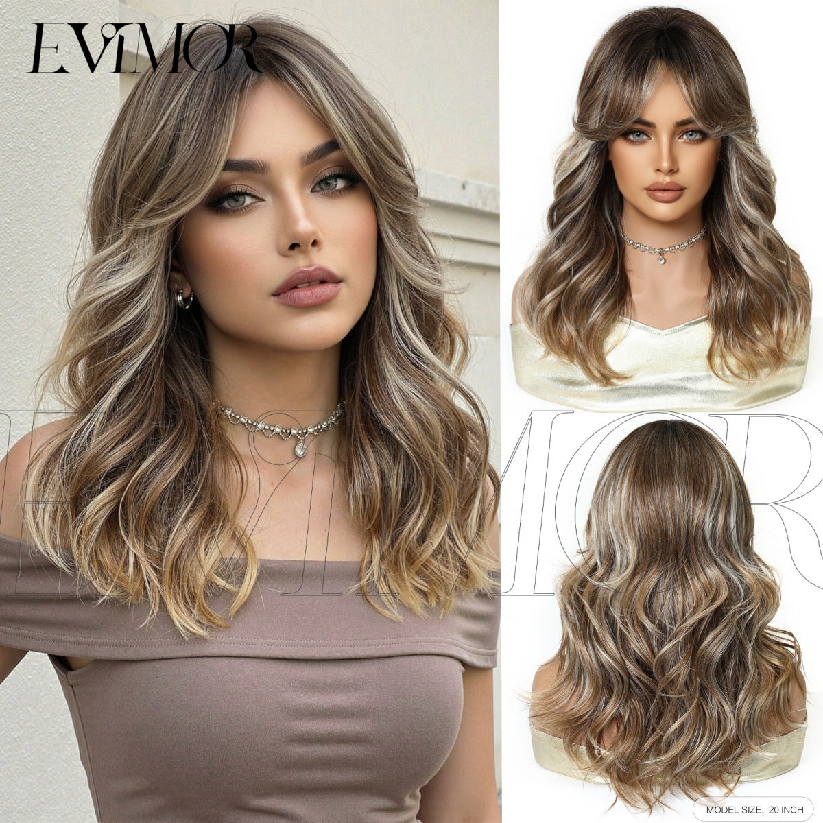 Big Wave Curly Female Dark Brown Highlights Natural Wig Long Curls