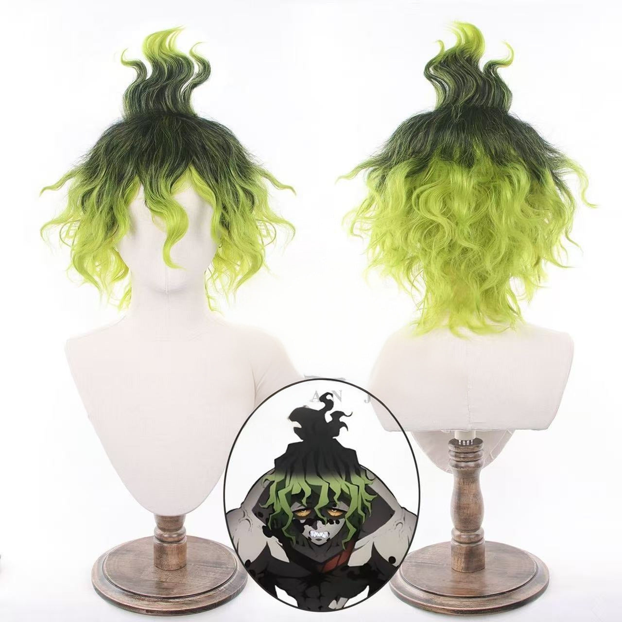 No Prostitute Taro Gradient Color Black Green Rose Net Cos Wig