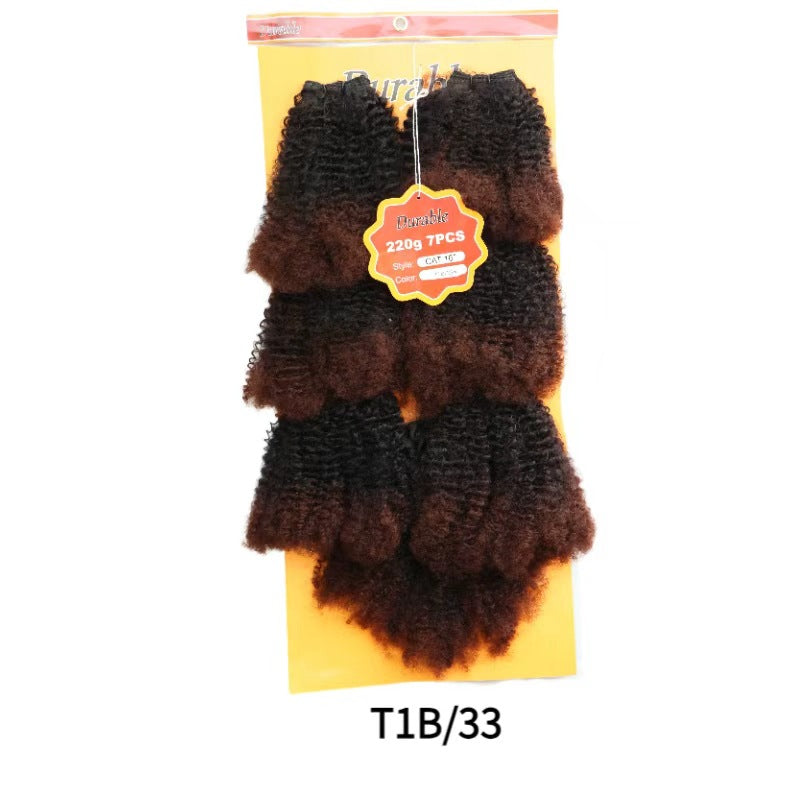 Protein Silk Weft Piece African Long Roll Wig Short Curly Hair
