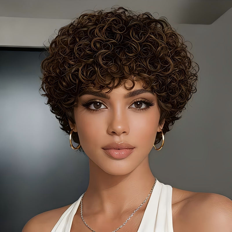 Volume Afro Female Fiber Fluffy Curls Wig Short Curly Hair