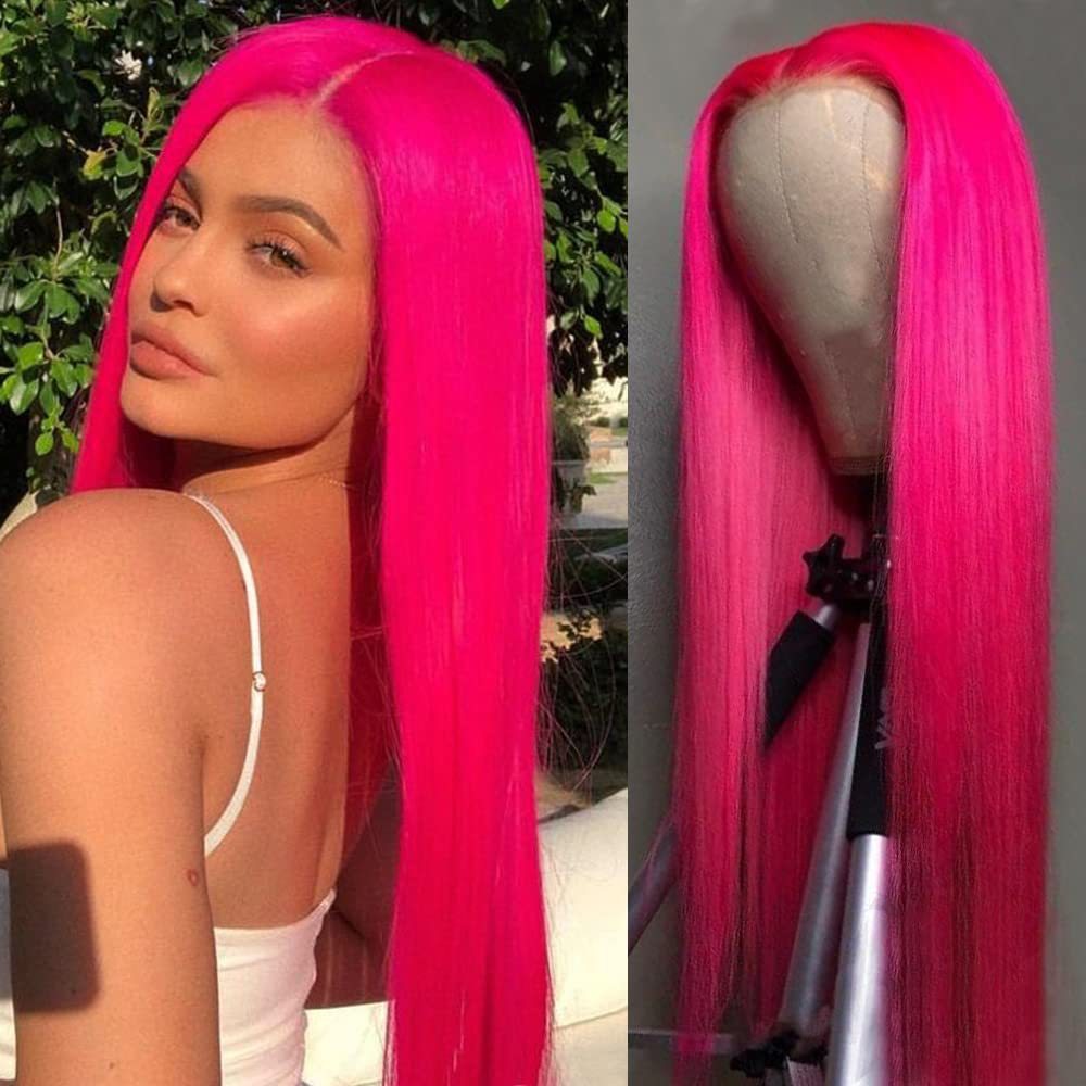 Slouchy Cool Wine Red Front Lace Long Straight Wig