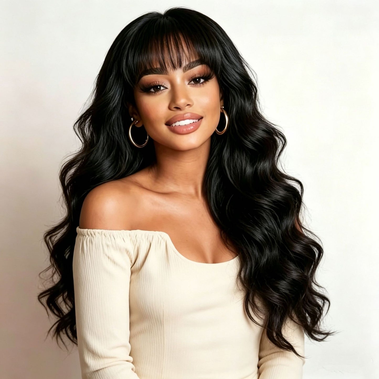 Xinhua Bangs Curly Hair Big Wave Wig Long Curls