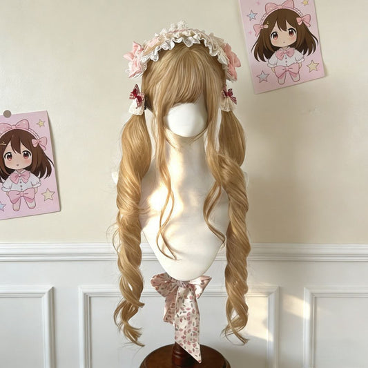 Curly Hair Straight Bangs Little Rose Roman Roll Wig Long Curls