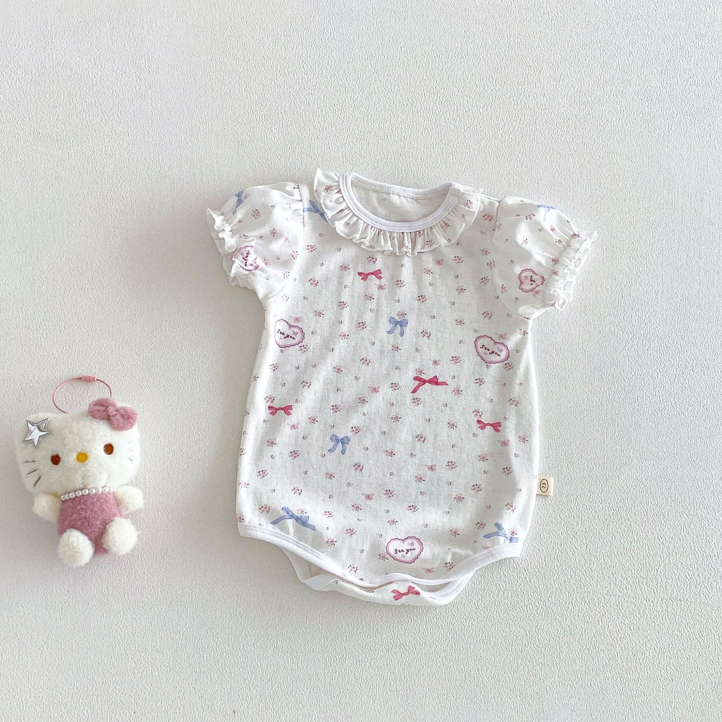 Cartoon Summer Super Cute Lace Collar Floral Romper Born Jumpsuit, Climbing Suit
