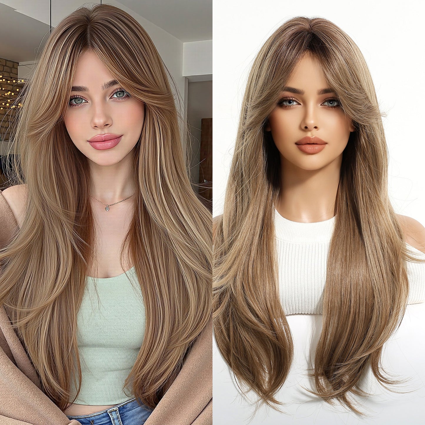 Bangs Face Trimming High-level Natural Black Long Straight Wig