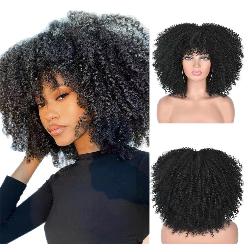 Women's Chemical Fiber African Small Volume Afro Wig Short Curly Hair
