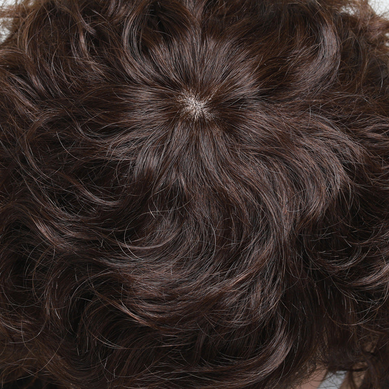 Human Curly Mother Medium Long Female Real Hair Wig