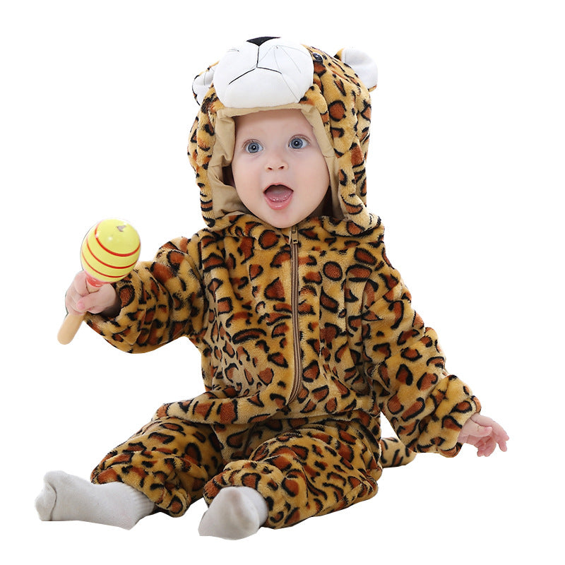 Infant Flannel Animal Performance Wear Cartoon Jumpsuit, Climbing Suit