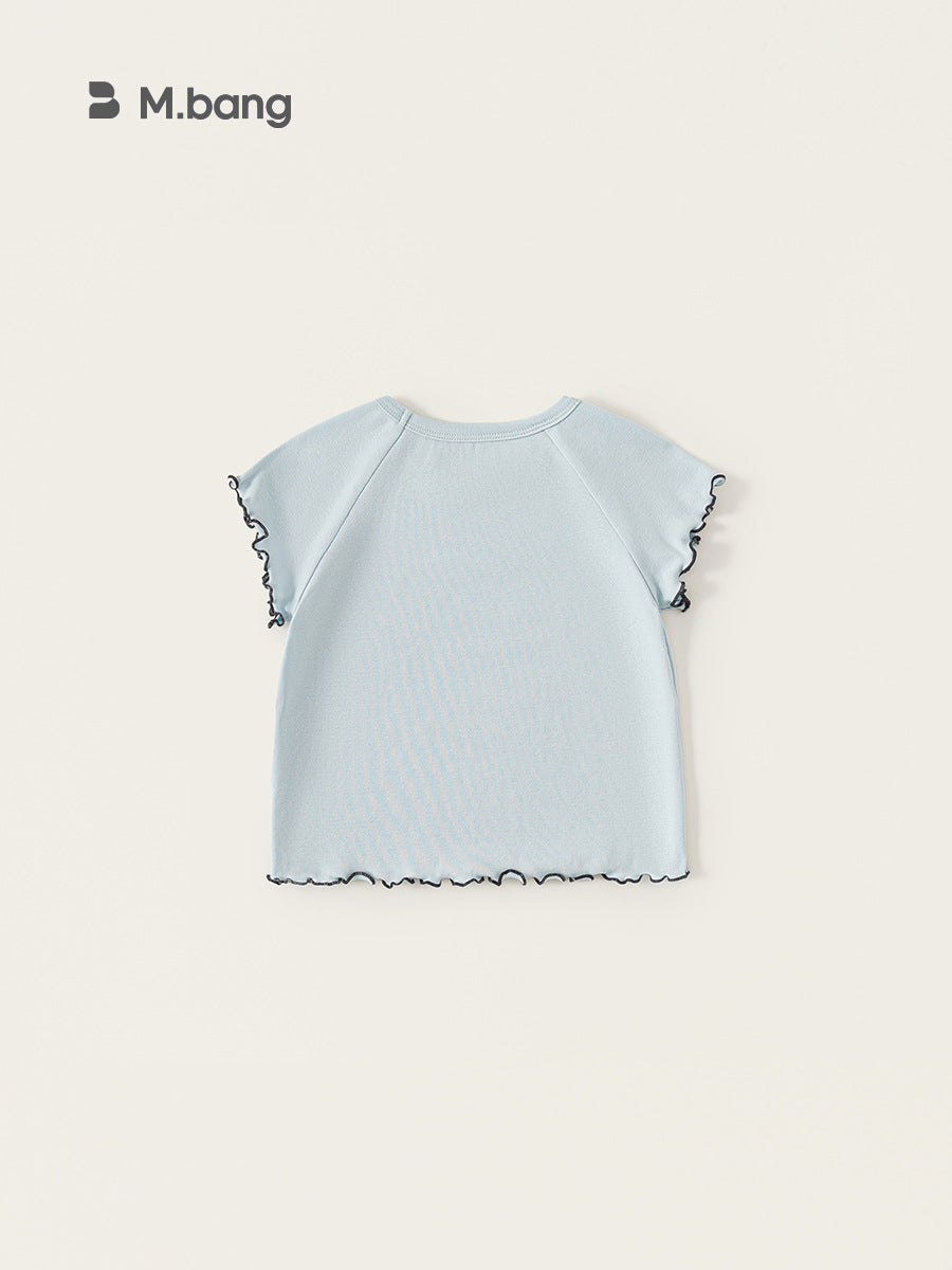 Children's Clothing Short-sleeved Wooden Ear Cartoon Printed Tops Children's T-shirt