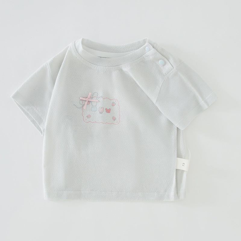 Children's Clothes Infant Half Sleeve Short Breathable Class Female Top For Children's T-shirt