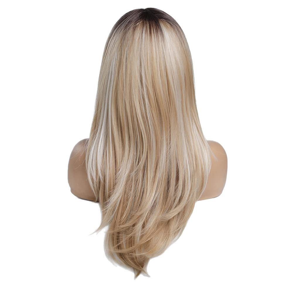 Gradient Chemical Fiber Mechanism Rose Net Long Straight Wig
