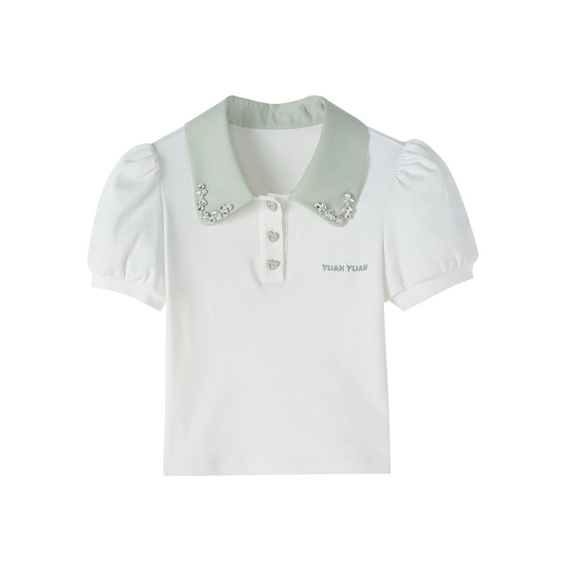 Middle Big Light Diamond Shirt Top Casual Children's T-shirt