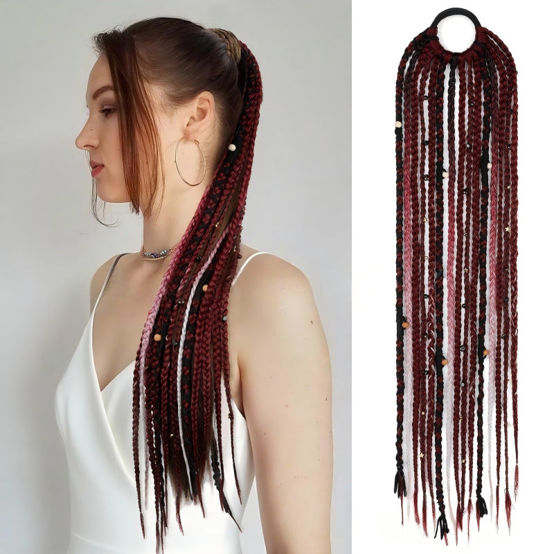 Horse Tail Beads Hand-woven Braid Hair Wig Ponytail
