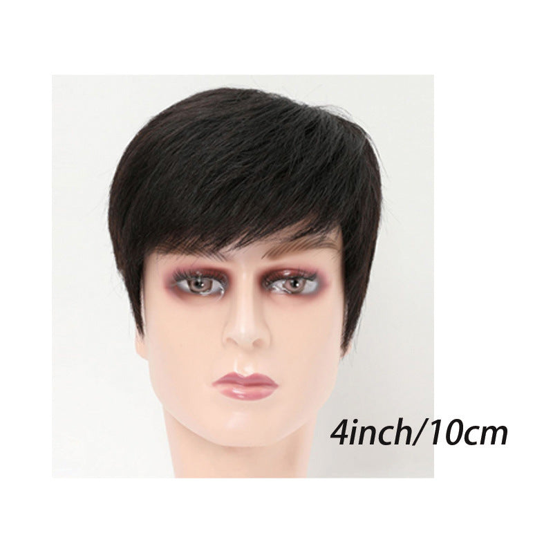 Men's Short Hair Covering Gray Bald Real Realistic Natural Men's Wig
