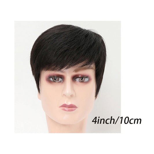 Men's Short Hair Covering Gray Bald Real Realistic Natural Men's Wig