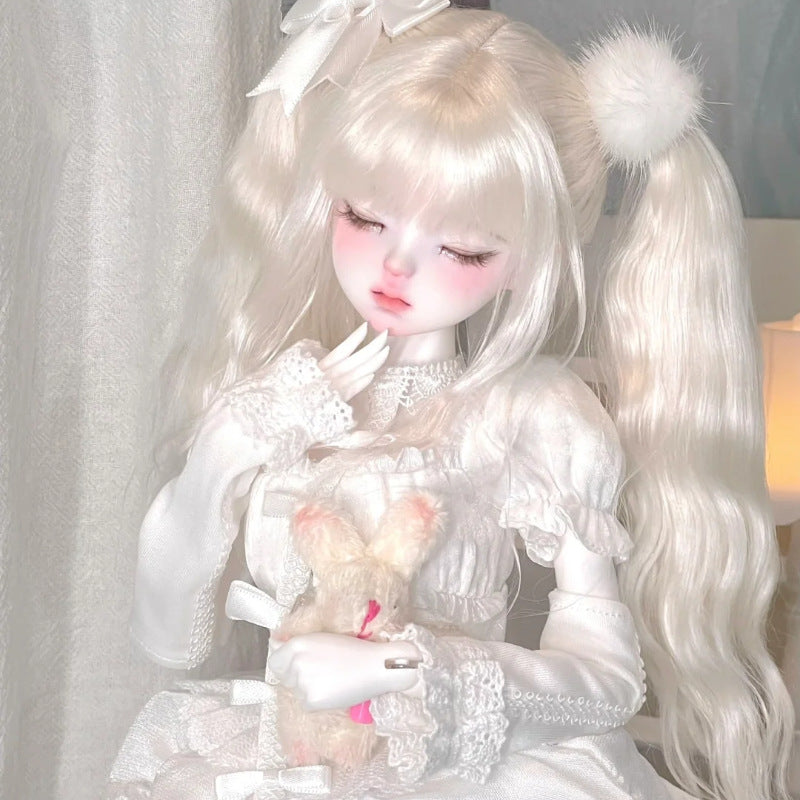 Bluish White Water Ripple Air Fringe Dress Cos Wig