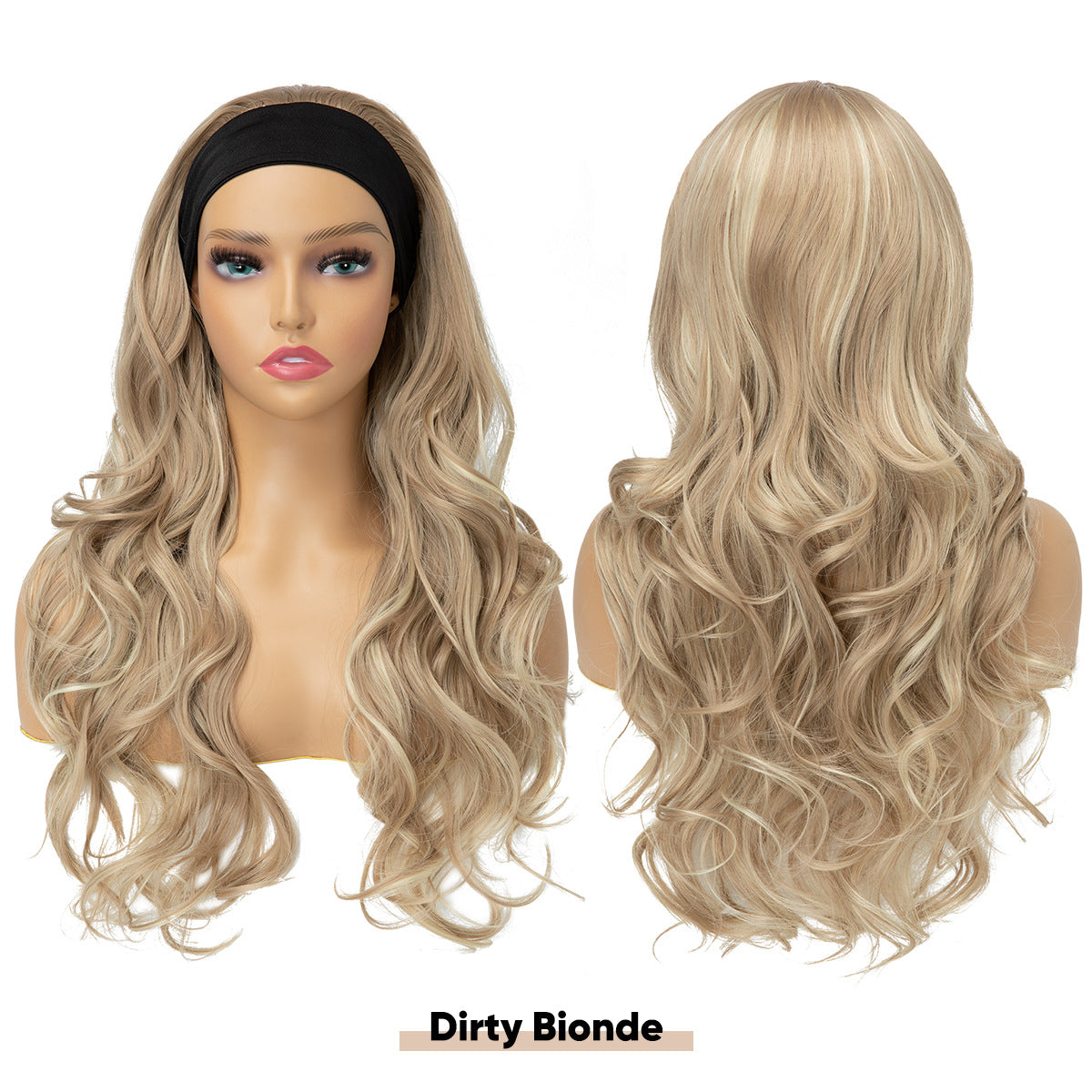 Female Hair Band Turban Big Wave Curly Chemical Fiber Wig Long Curls