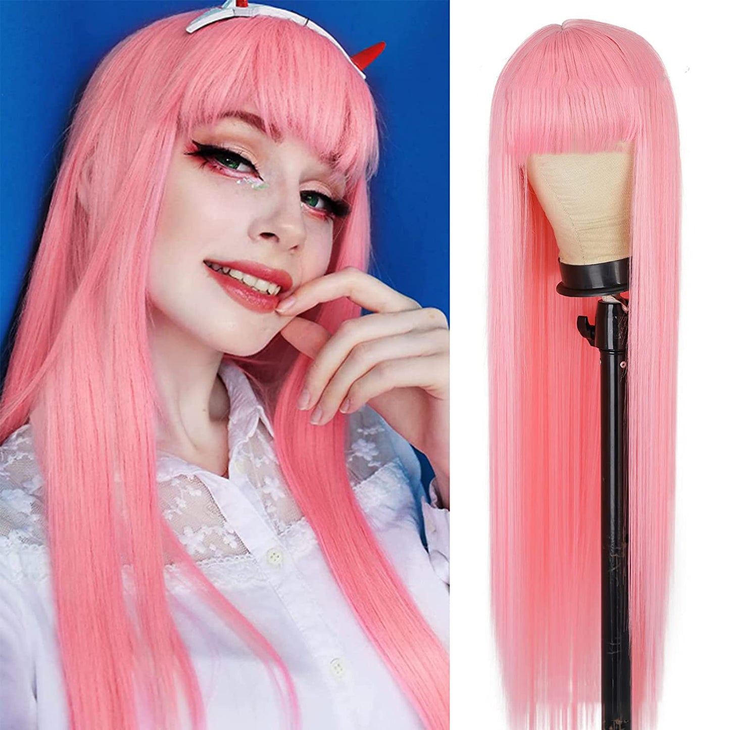 Women's Colorful Bangs Hair Chemical Fiber Long Straight Wig