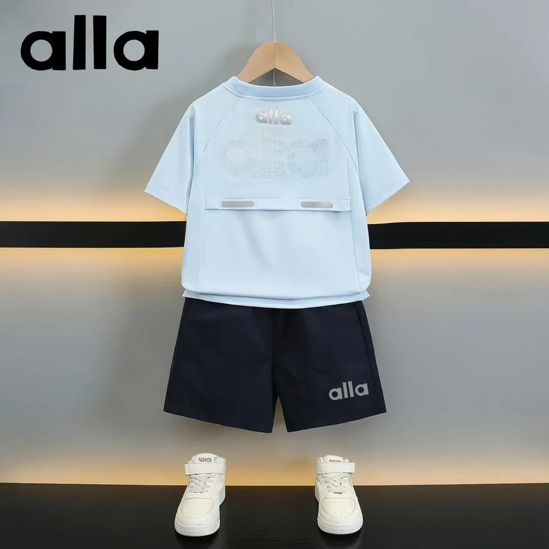 Children's Ice Silk Summer Clothing Boys Sports Wind Speed Dry Breathable Children's Suit
