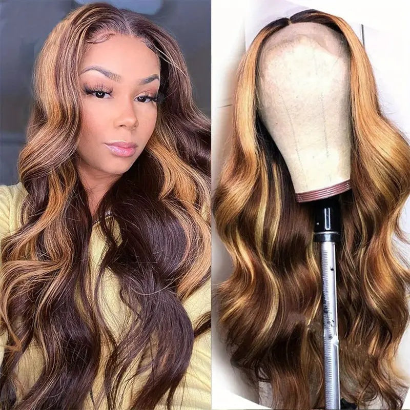 Front Lace Piano Color Big Wave Curly African Wig Long Curls