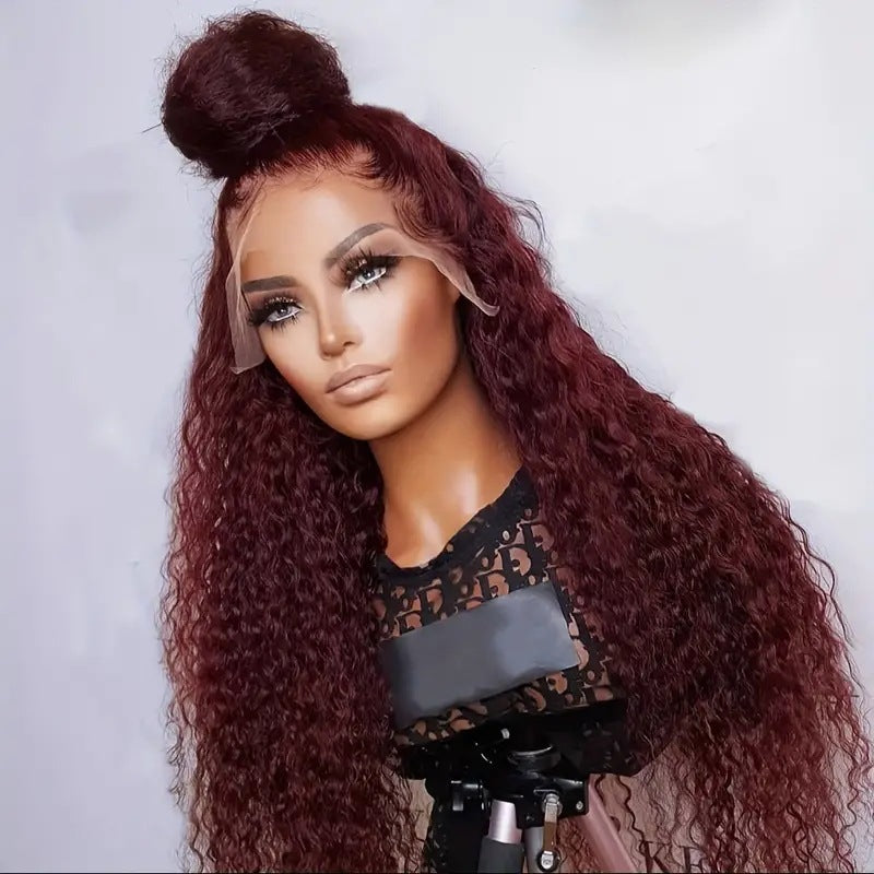 Red Front Lace Small Volume Wound Wig Long Curls