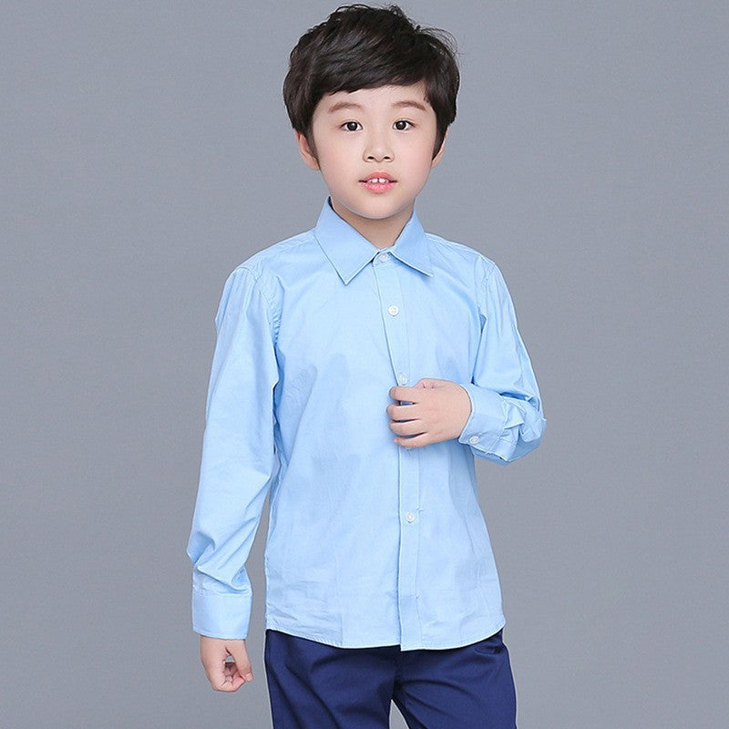 Children's White Cotton Long Sleeve Performance Chorus Primary Children's Shirt