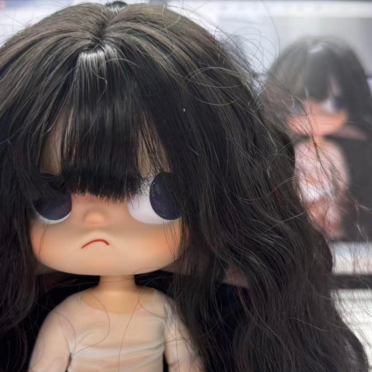 Ga Zi Doll Points Water Corrugated Milk Tea Brown Head Cos Wig