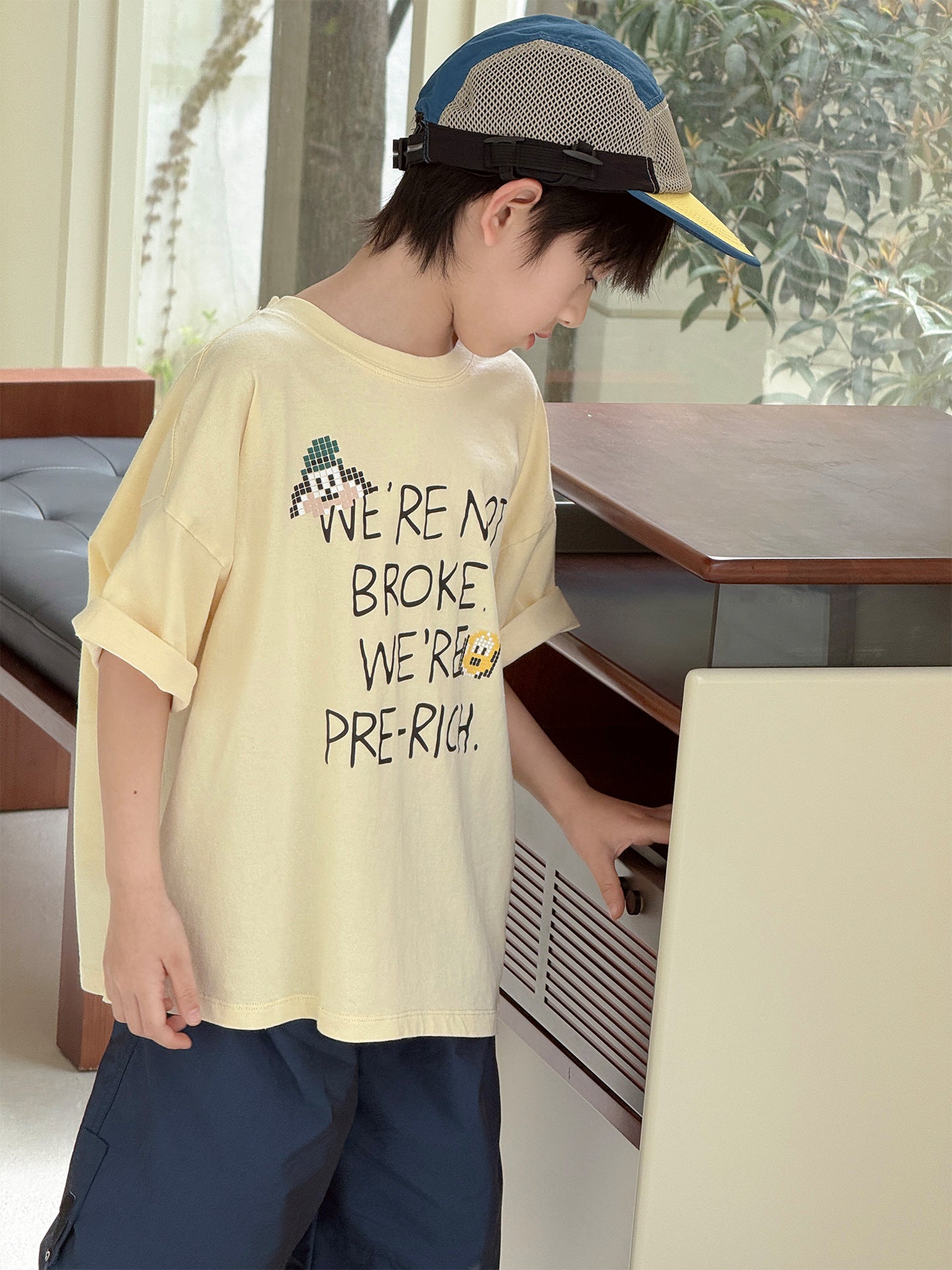 Children's Letter Printed Round Neck Boys Casual Loose Soft Children's T-shirt