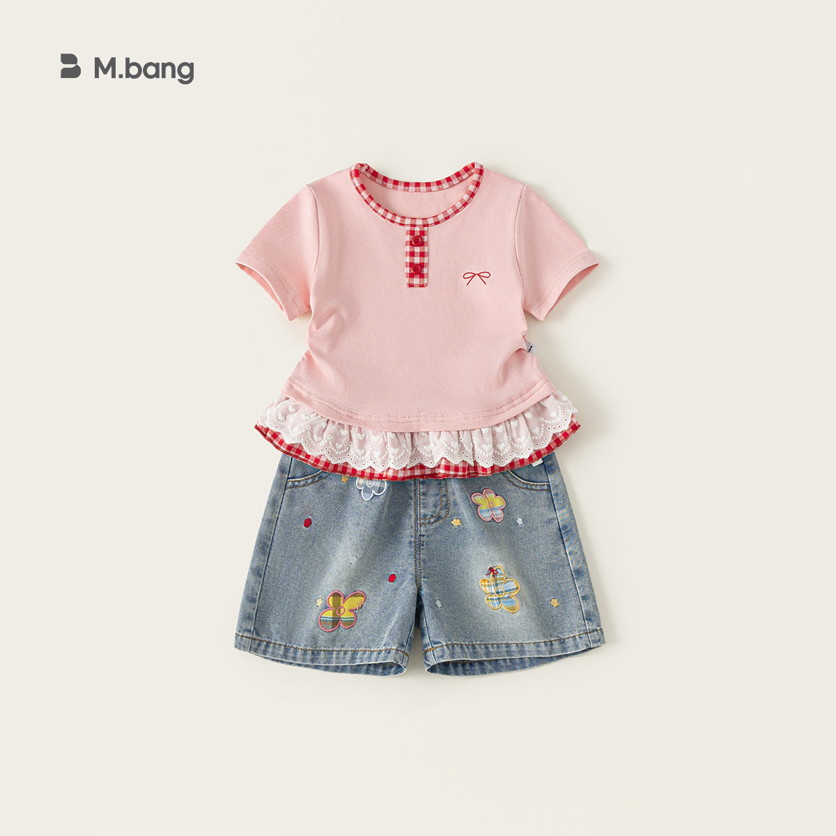 Children's Woven Clothing Clothes Korean Style Summer T-shirt Jeans Two-piece Set Children's Suit