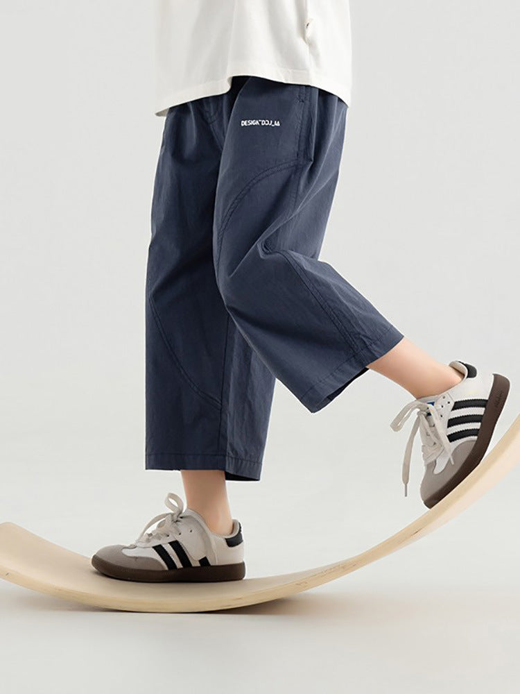 Children's Summer Straight Handsome Cropped Over The Knee Thin Children's Pants