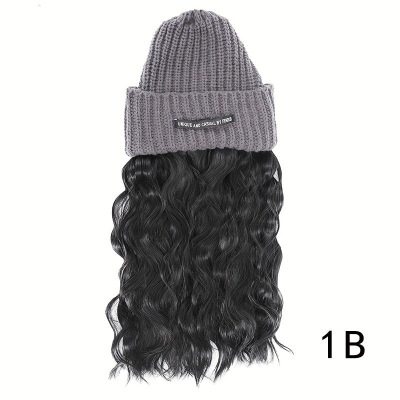 One Female Hair Fashion Casual Knitted Wig Long Curls
