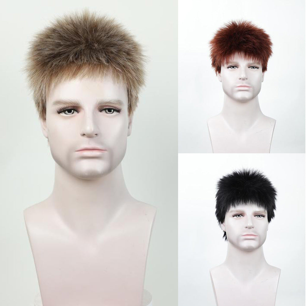 Men's Short Hair Fluffy Burr Multicolor Synthetic Men's Wig